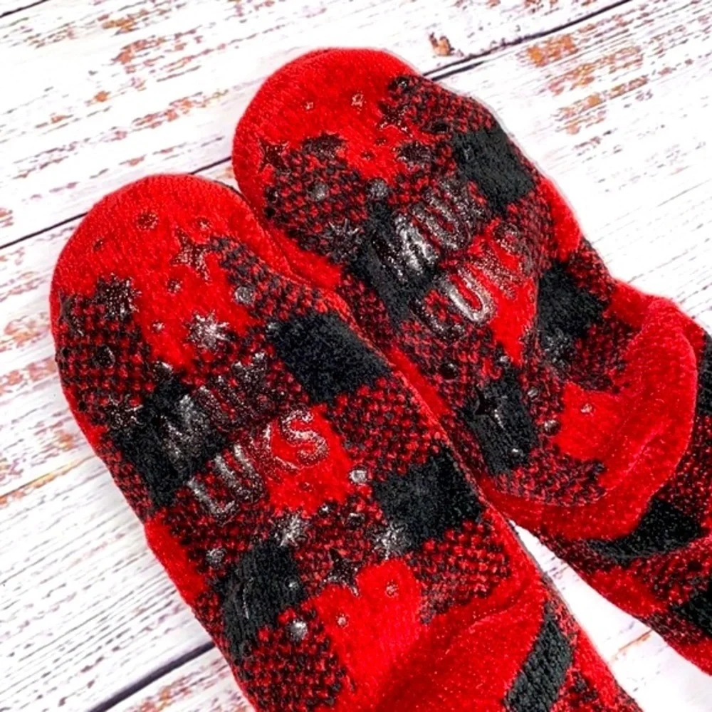 Muk Luks red fluffy socks
